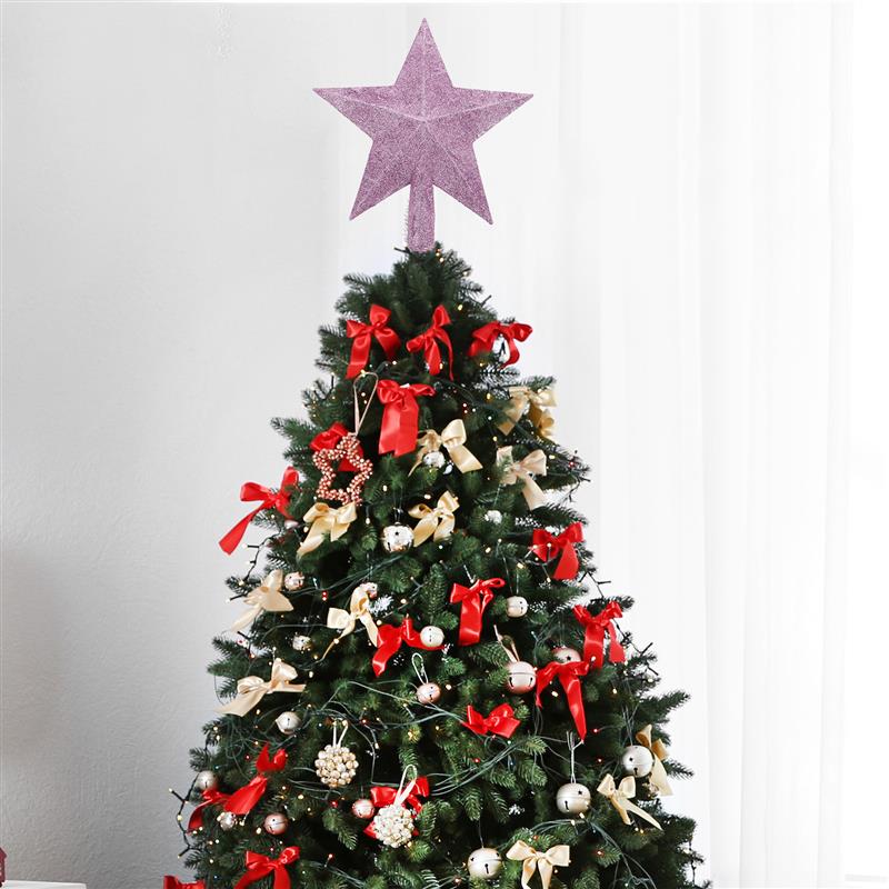 20cm Christmas Tree Decoration Sprinkled Pink Christmas Tree Top Star Christmas Tree Sparkle Star Glittering Xmas Tree Topper
