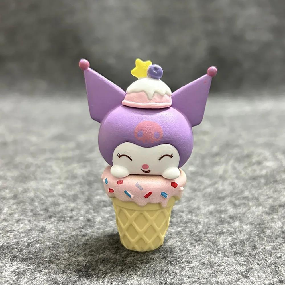Hello Kitty 8Cm Figure Ice Cream Sanrio My Melody Anime Kawaii Cinnamoroll Kuromi Cat Gifts Toys Decoration For Children