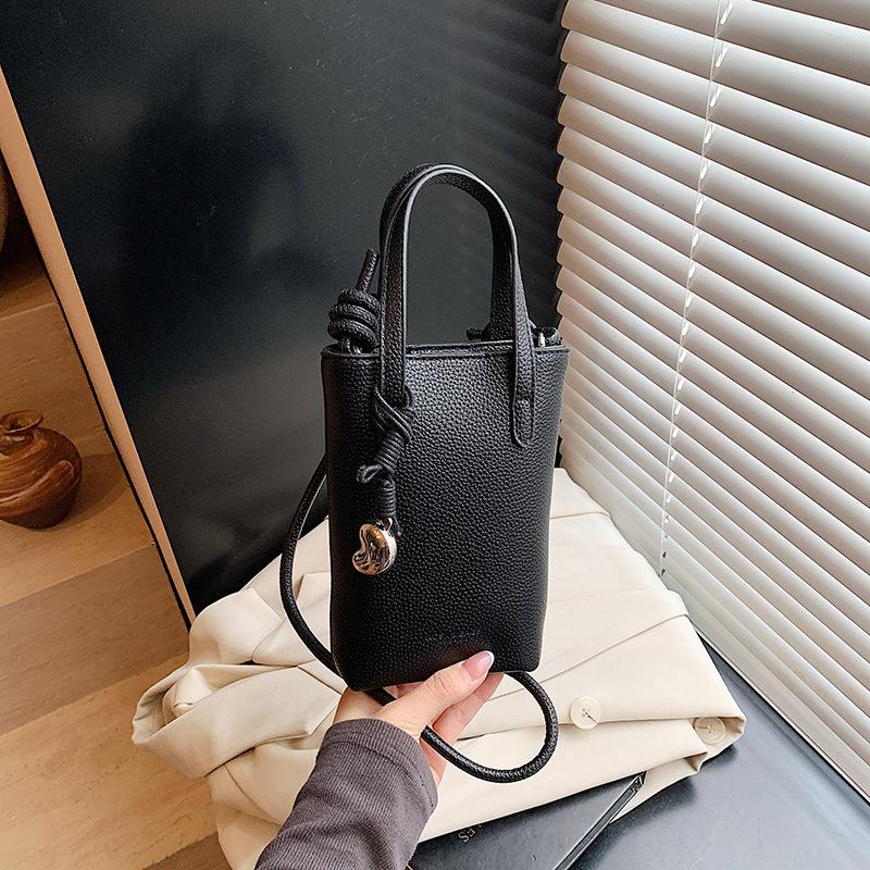 

Однотонна повсякденна жіноча сумка для мобільного телефону великої місткості корейська проста сумка через плече-месенджер сумка-тоут чорний