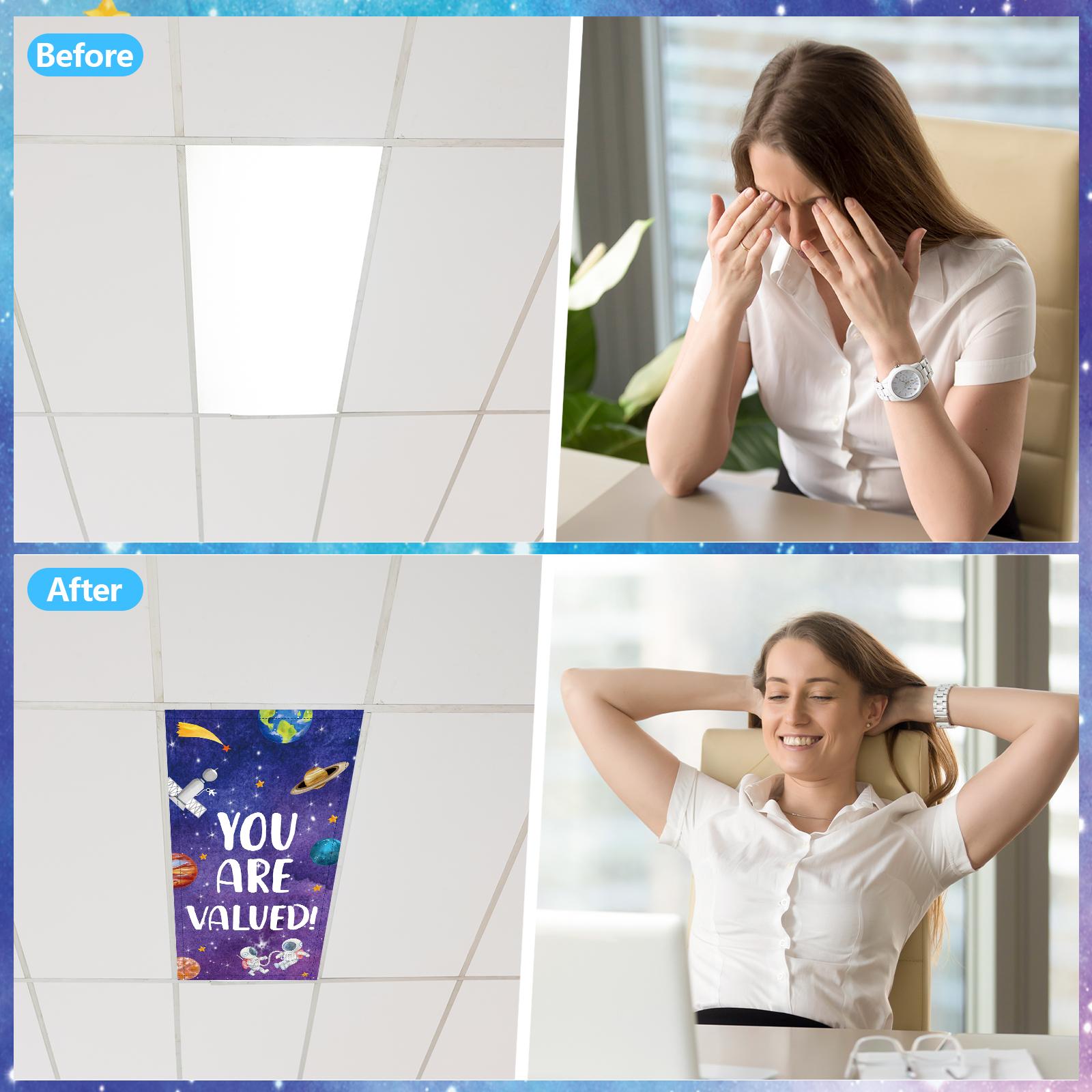 

4 Pcs Fluorescent Light Covers 4 X 2 Feet Magnetic Light Filters For Ceiling Lights Reducing Harsh Glare Flicker Cover For Schoo синий