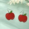 Red apple simulated earrings, earrings, wooden fashion, lively and cute, little fresh, school season, graduation season