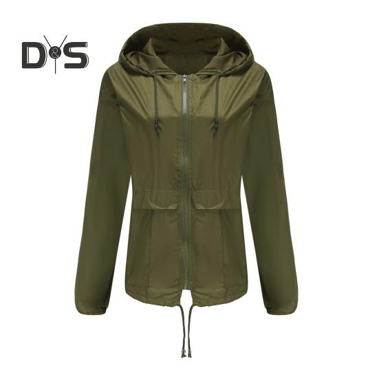 

Женская уличная куртка-дождевик из сетки, тонкое свободное покройное повседневное пальто для кемпинга, пешего туризма, с капюшоном и подкладкой, водонепроницаемая ветровка с карманами S армия зеленый