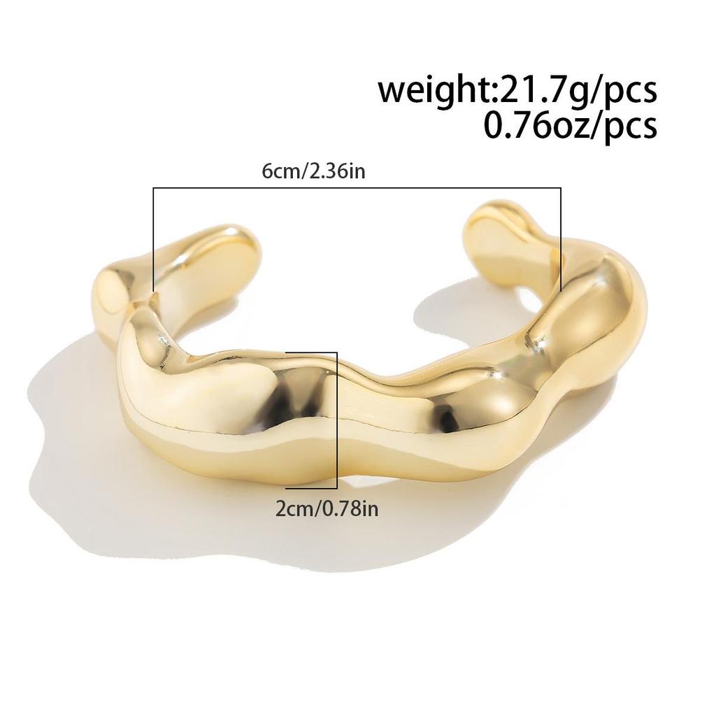 Fashion Irregular Cuff Polished Pleated Bracelet Set Light Luxury Style Commuter Party Forwoman