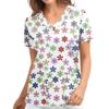 Women's T-shirt V-neck Nurse Uniform Casual and Comfortable Short Sleeved Women's Dreamy Printed T-shirt