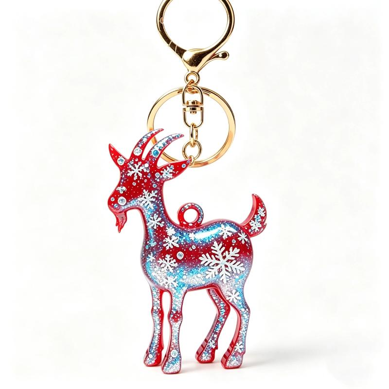 1Pcs Acrylic Sheep Keychain Hanging Ornament Cute Animal 2D Flat Goat Pendant For Goat Themed Party Decor Gifts