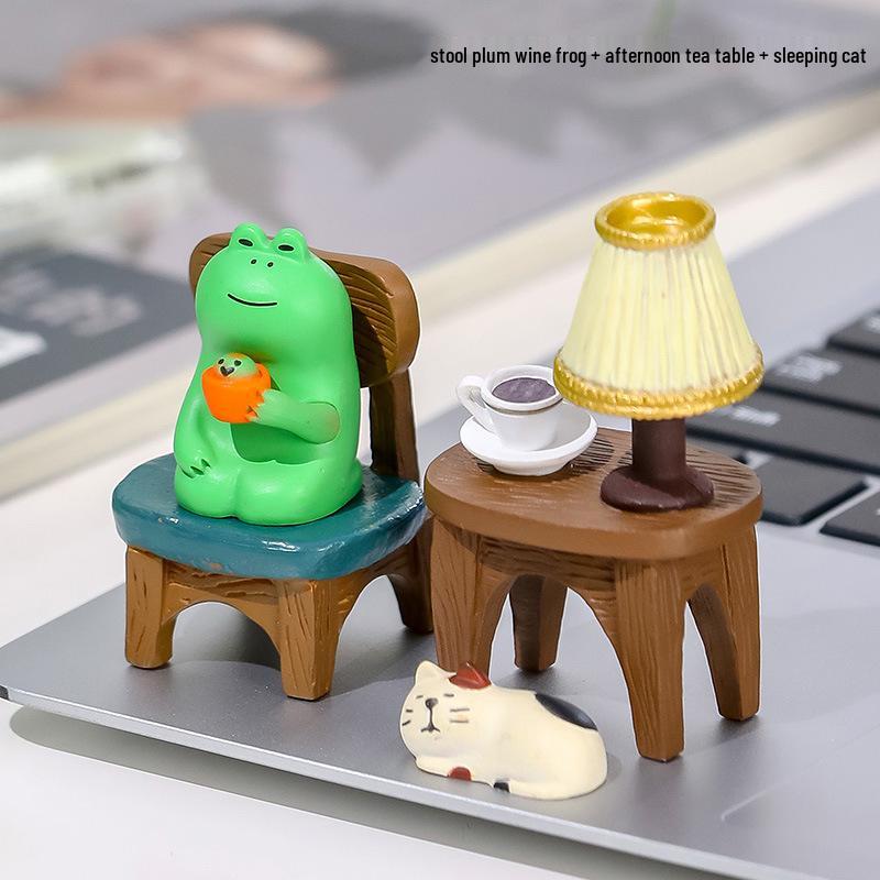 Frog Rocking Chair Cute Healing Decoration – Desktop Ornament for Office or Home