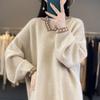 Korean Style Oversized Loose Knit Sweater Casual V Neck Pullover Color Block Tops for Women Autumn