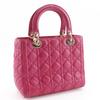 Dior Lady Dior Medium Handbag Canage Pink Lambskin Women Used