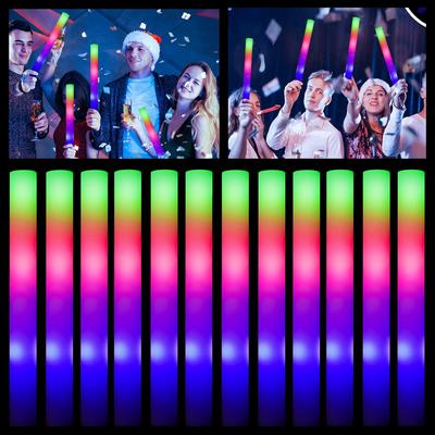 15/20 pezzi LED Glow Sticks Bulk Colorful RGB Glow Foam Stick Cheer Tube Dark Light per Natale Compleanno Matrimonio Festa Forniture