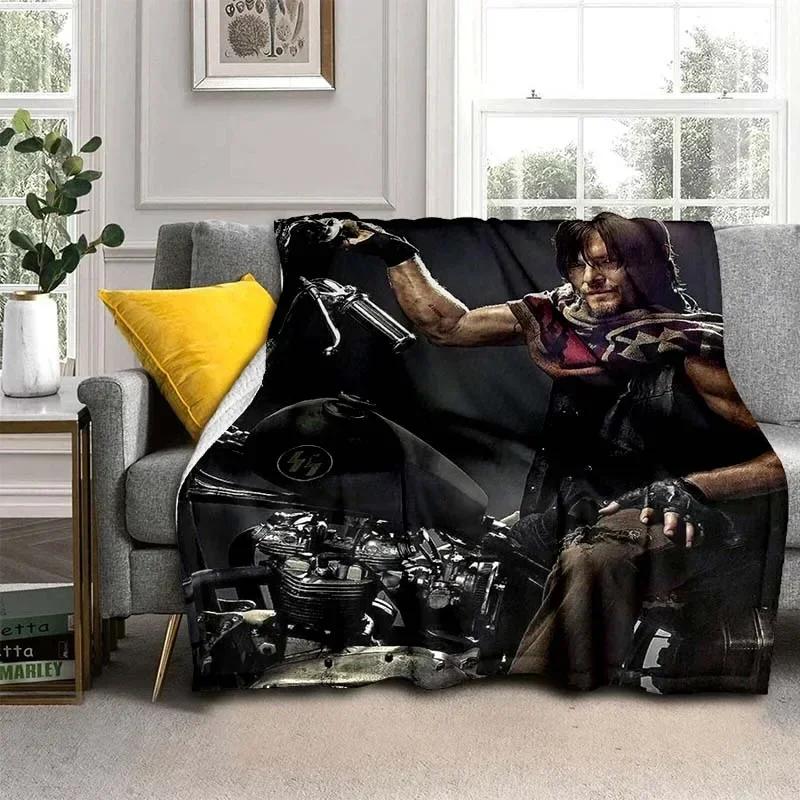 Daryl Dixon Walking Dead Movie Flannel Blanket,Warm and Soft Blanket  For Couch Sofa Office Home Travel Camping Birthday Gift