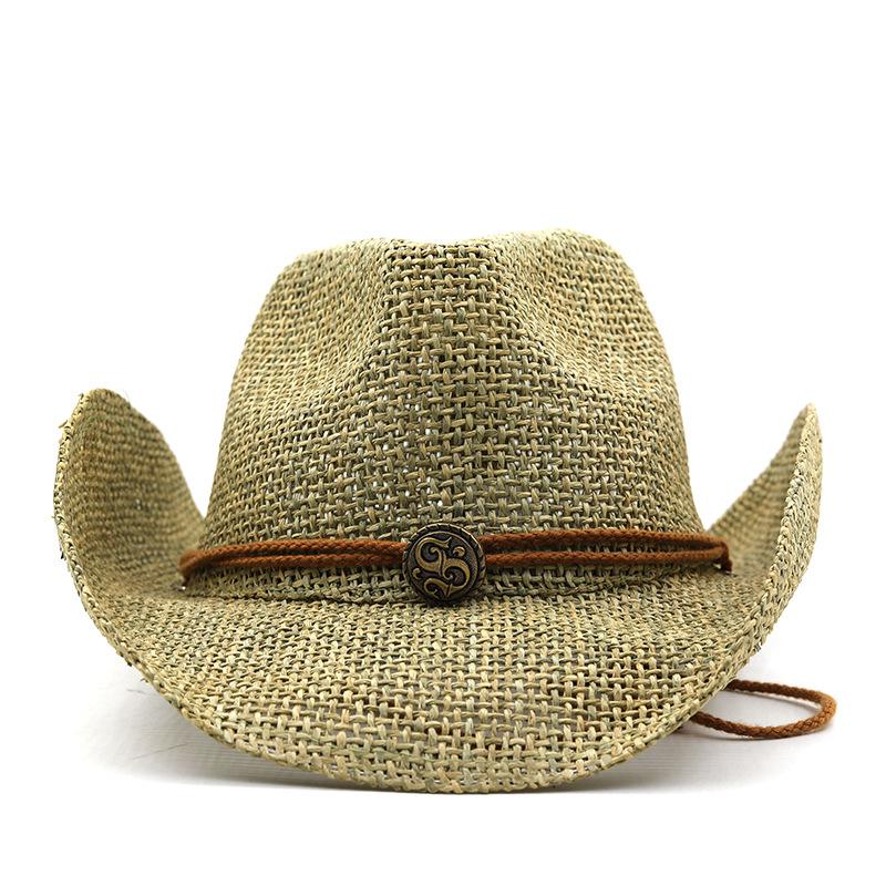Simple salty grass handmade western denim straw hat top hat outdoor beach hat sun hat NZCM