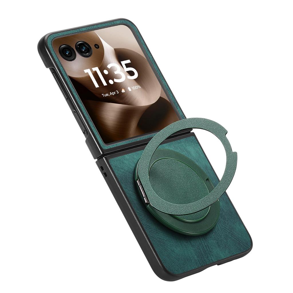 For Motorola Razr 60 Ultra 5G Phone Case with Rotating Kickstand Stress Relief Retro Leather Back Cover