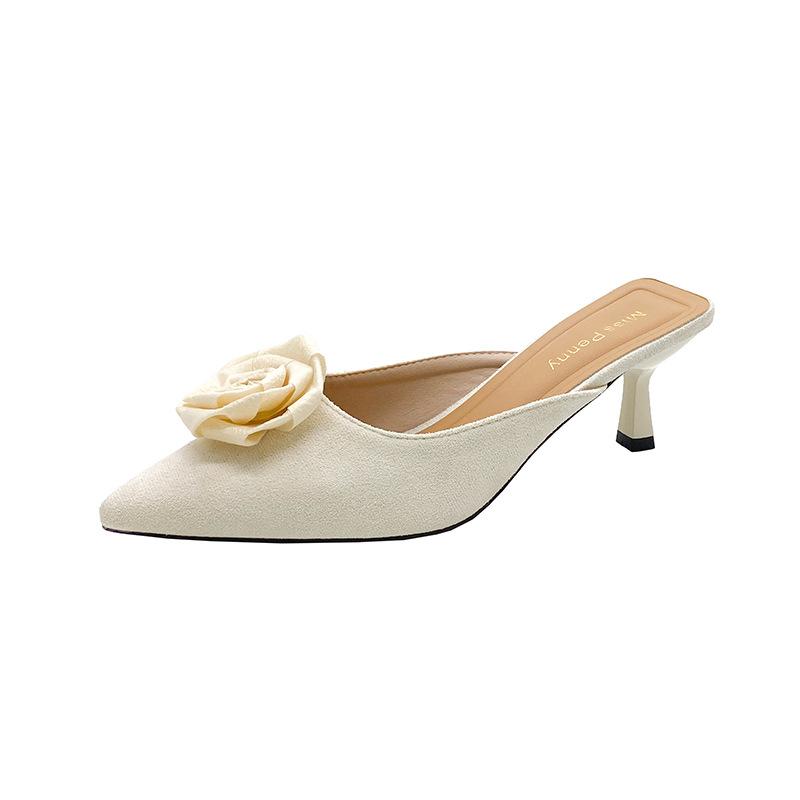 Zapatos de tacón alto puntiagudos de lujo de diseñador para mujer 2026 Primavera Mujer Sandalias de tacón fino rosa Zapatillas para vestido de fiesta de satén francés