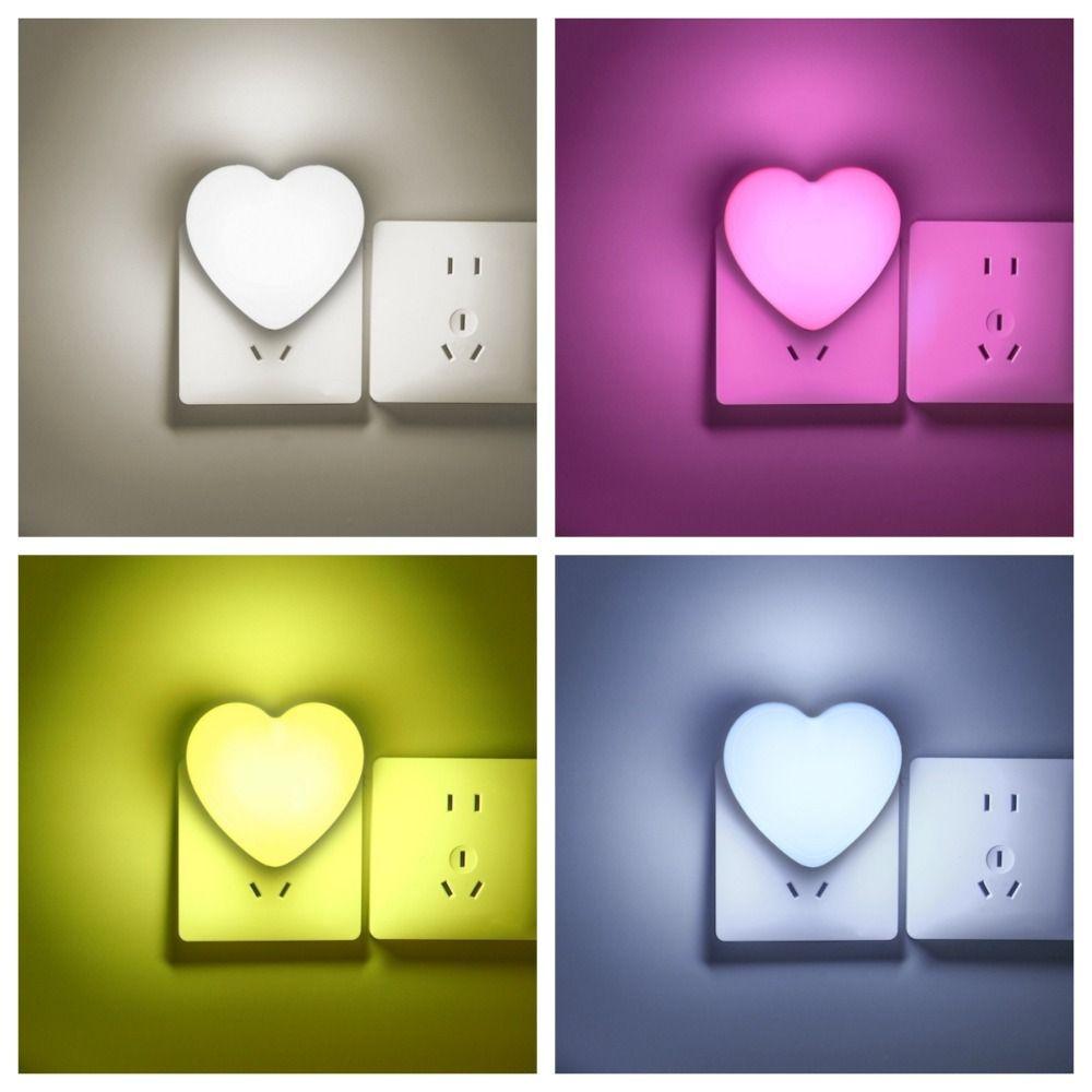 Sensor Control LED Night Light Energy Saving Love Shape Night Lamp Bedroom Stairs US Plug LED Sensor Lamp For Children Kids