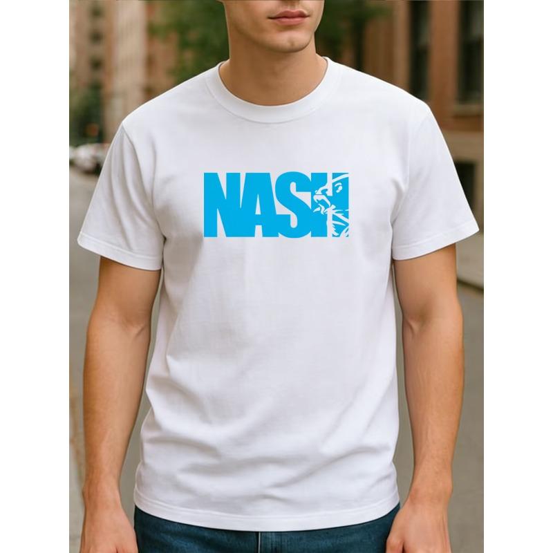 

European Size Creative NASH Letter Silhouette Print Adult T-Shirt, Featuring a Minimalist And Trendy Design That Showcases a Unique Street Attitude S белый
