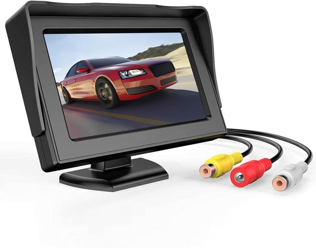 OBEST Minion Dash LCD Monitor with Dual Video Inputs for 12V Vehicles and Reverse Switching 4.3-inch