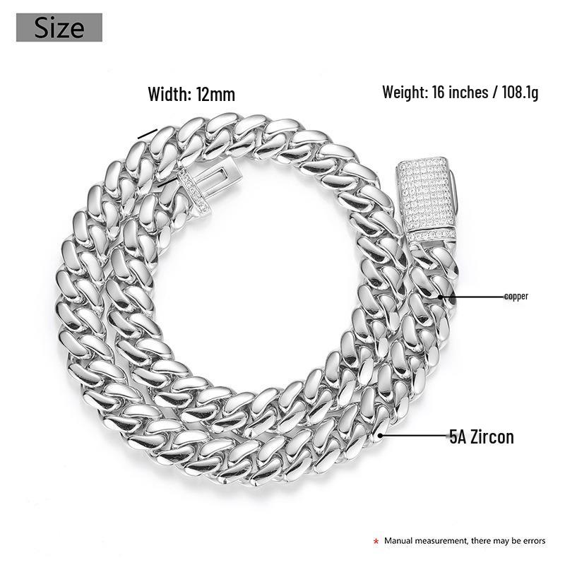 Europäische vergoldete Zirkon Cuban Link Halskette (10mm-22mm) - Trendiger Hip Hop Schmuck.
