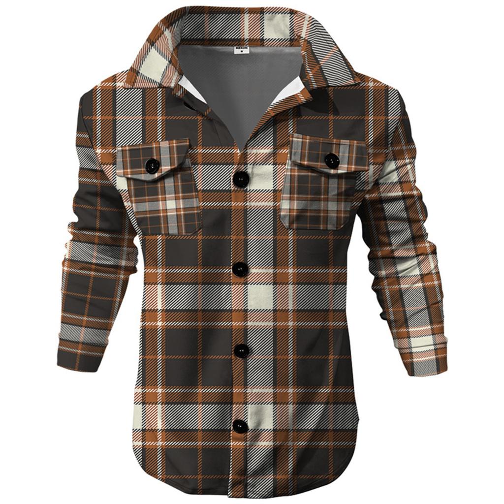 Men's Fashion Trend Daily Casual Printed Long Sleeve Button Down Jacket