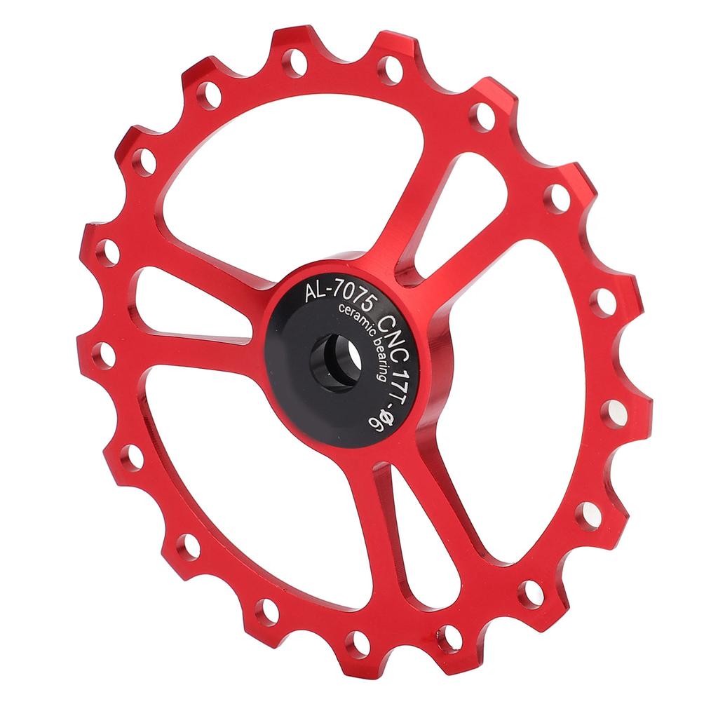 MEIJUN 17T Ceramic Rear Derailleur Guide Wheel Aluminum Alloy Rear Derailleur Pulley Wheel for Road Mountain BikeRed