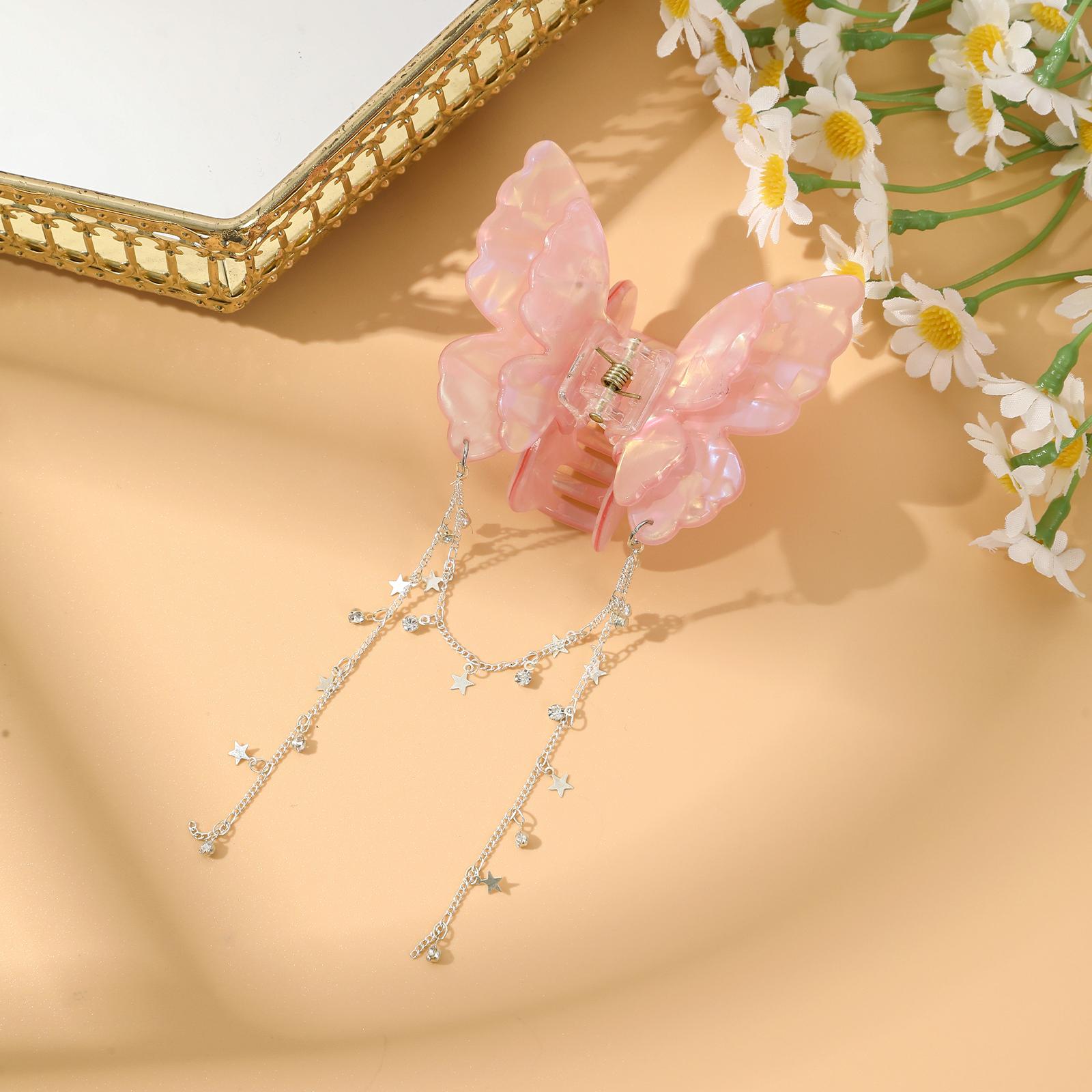 

AWAYTR Fairy Butterfly Tassel Hair Claw Acetate Sweet Princess Butterfly Crab Hair Clips for Women Girls Hairpin Hair Accessorie