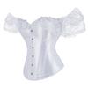 JYL Satin Lace Short sleeved Palace Beauty Bodysuit with Waist Shaping
