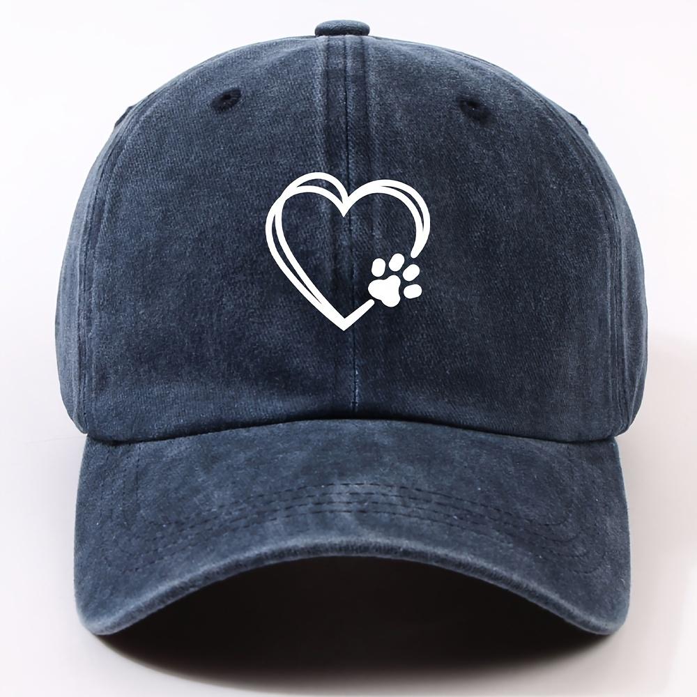 Double Layered Heart-shaped Cat Paw Printed Duckbill Cap for Both Men and Women, Adjustable Dad Baseball Cap