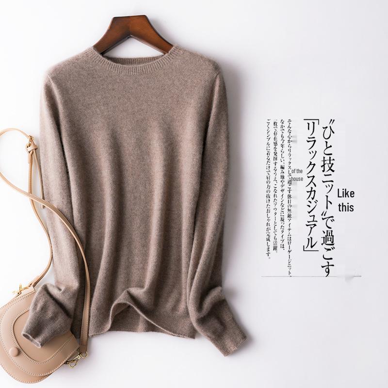 Women's 100% Pure Cashmere Round Neck Sweater, Knitted Seamless Long Sleeve - Autumn/Winter Collection.