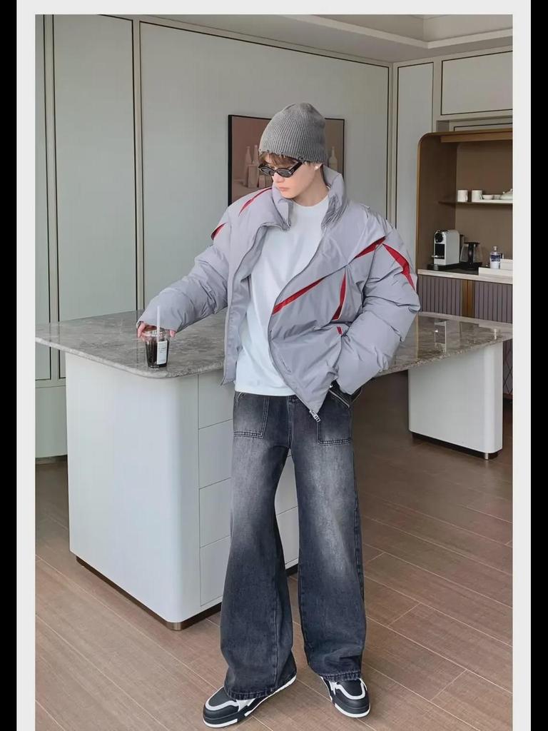 Unisex Trendy Pleated Stand Collar Cotton Jacket - Stylish and Warm Winter Coat