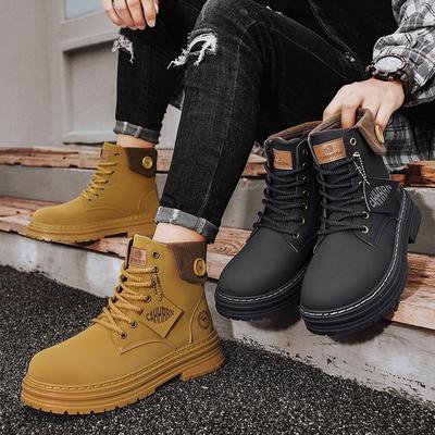 2 Thick-soled Heightening Rhubarb Boots Casual Outdoor Autumn and Winter Windproof High-top Martin Boots