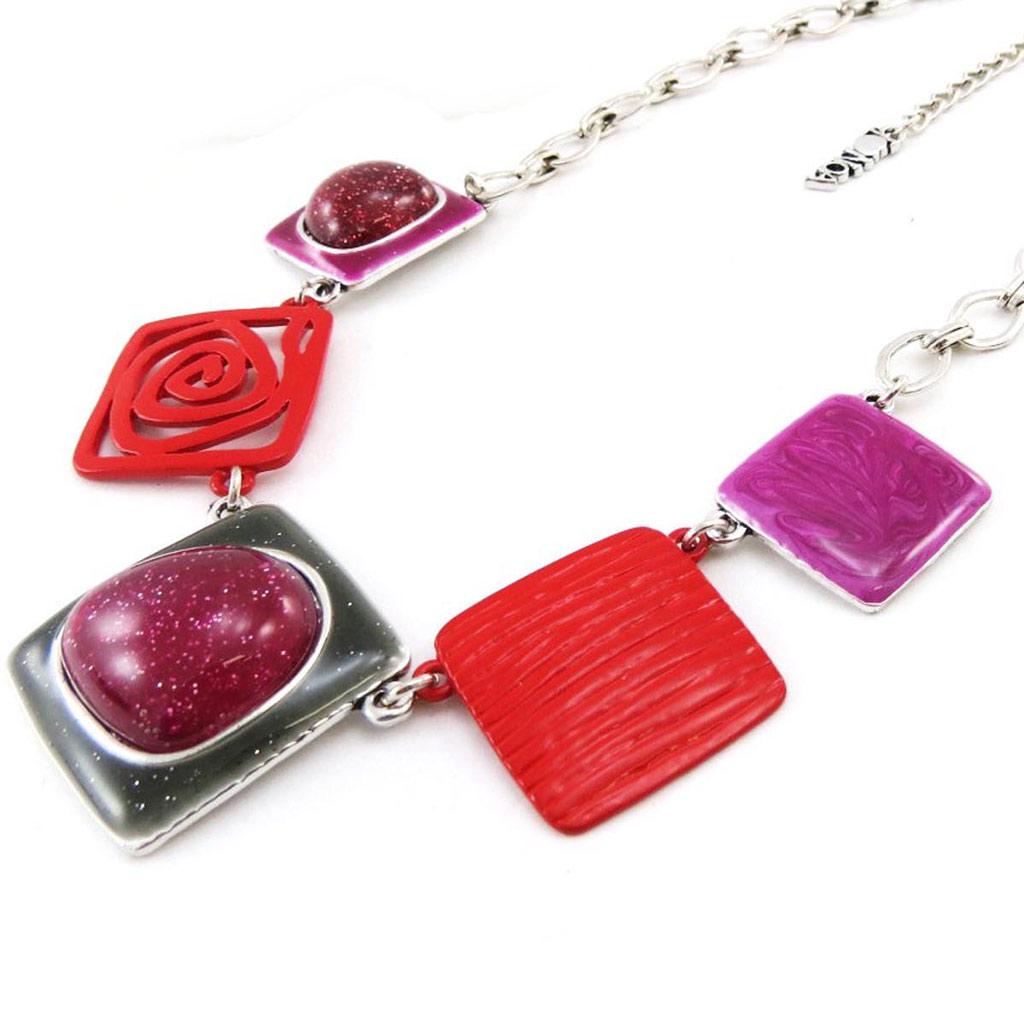 NOA [J2751] - Designer Necklace 'Les Acidulés' Red Pink