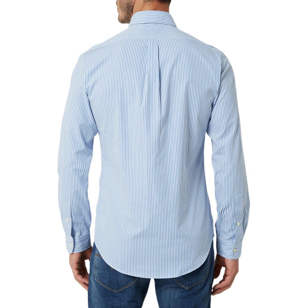 Polo Ralph Lauren Striped Pony Logo Embroidered Poplin Long Sleeve Shirt Men Shirts Blue 710791845-003