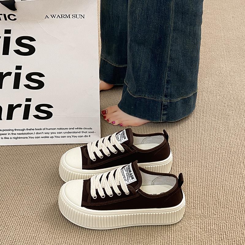 CRLAYDK Fashion Platform Canvas Skate Shoes for Women Lace Up Casual Sneakers Ladies Lace Up Sports Walking Breathable Tennis