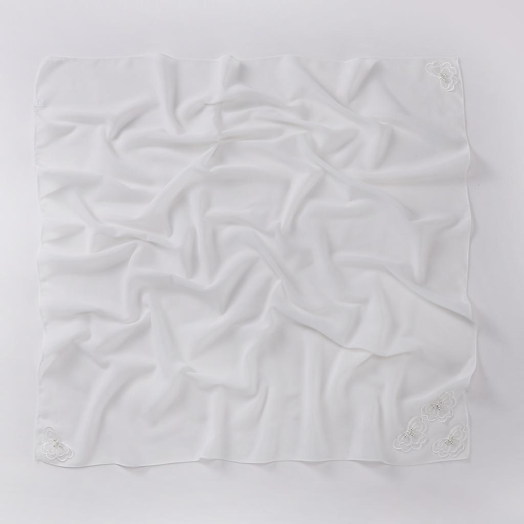 90*90Cm Square Chiffon Hijab Four-Corner Butterfly Bead Pearl Muslim Scarf Scarf Sweet Headscarf Foulard Femme Hijab