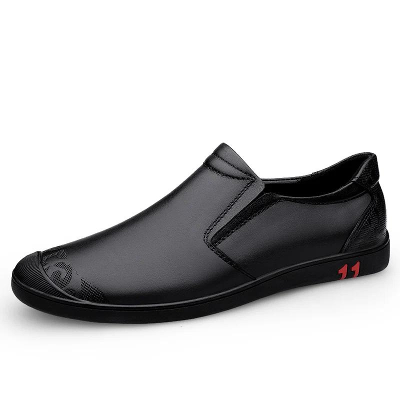 

Модная обувь «горох», мужская обувь для ленивых, трендовая, высококачественная, повседневная, универсальная, из натуральной кожи, на мягкой подошве, лоферы, обувь из коровьей кожи, мужская 46 чёрный