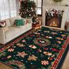 VIKAMA Christmas Rug Gingerbread Man Holly Candy Pattern Non Slip Large Carpet for Living Room Entryway Xmas Home Decor