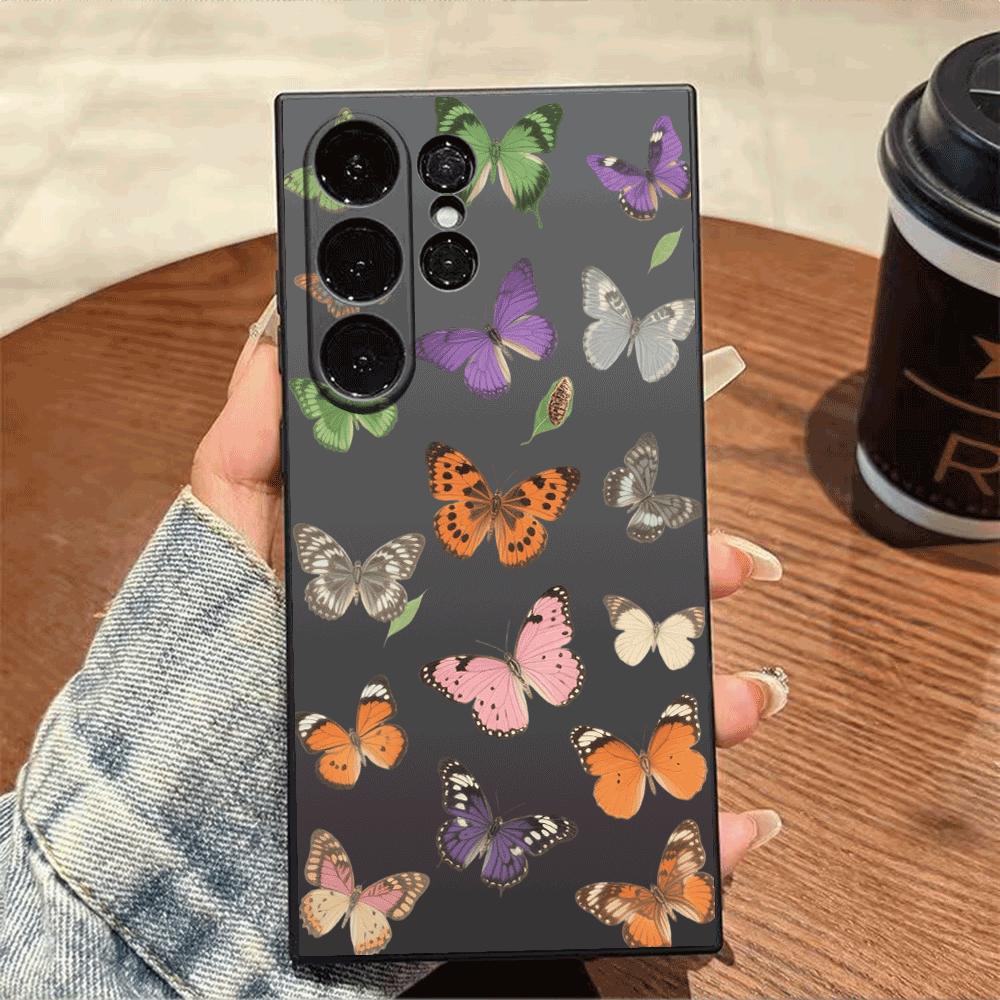 Colorful Butterfly Pattern Phone Case for Samsung Galaxy S25 S24 Ultra S23 S22 S21 S20 FE Plus Soft TPU Protection Cover