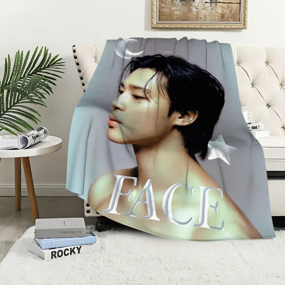 Blanket Flannel singer warm comfort soft plush blanket for J-Jimin sofa idol living room Kpop office bedroom travel gift