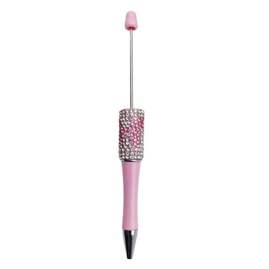 Decorative Beaded Pen Diamond Beadable Pens, Bling Rhinestone DIY Plastic Bead Pen, Crystal Cute Shaft Black Ink Ballpoint Pens for Decorations Office