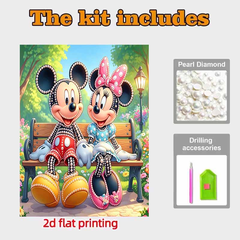 Disney Pearl Painting 5D Mickey Minnie Mouse Gemstone Art Diamond Painting Kit for Adults Beginners Gift Ideas Home Decor Wall Art Craft Supplies