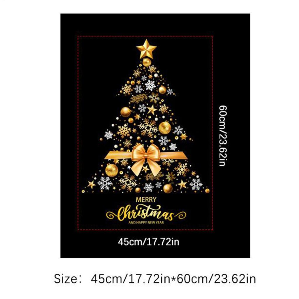 Christmas Window Stickers Large DIY Static Decorations Removable Golden Christmas Tree Decals for Wall Door Mirror Home