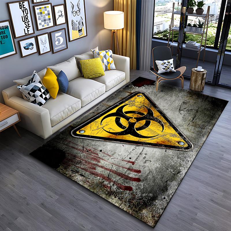 

Biohazard Floor Mat, Green Background, Hazard Symbol Suitable for use as an anti-slip game mat for living room and bedroom sofas 40x60cm( 15x23in )