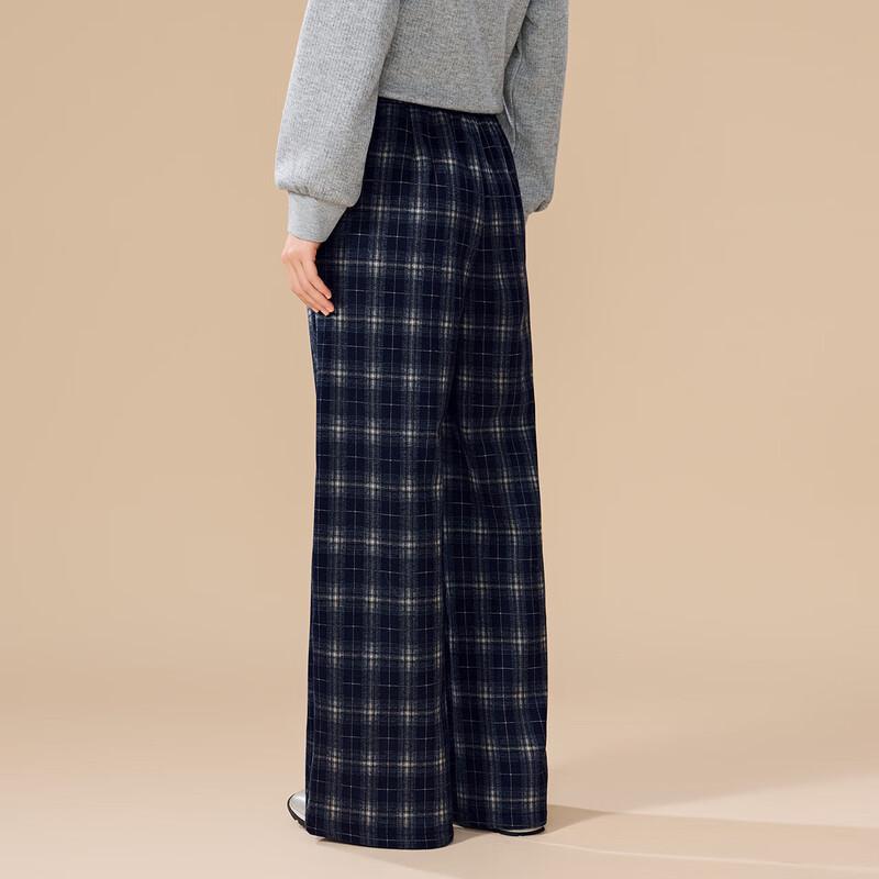 IEF Fashion Winter Plaid Lined Wide-Leg Pants