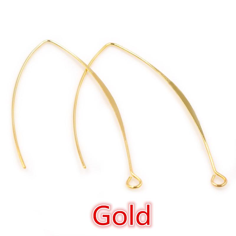 20pcs Gold Rhodium Copper 28 55mm French V-shaped Earring Hooks Findings Ear Hook Wire Settings Base Settings For Jewelry Making