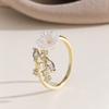 Adjustable Flower Opening Ring Wedding Finger Jewelry Romantic Flower Crystal Ring  Women