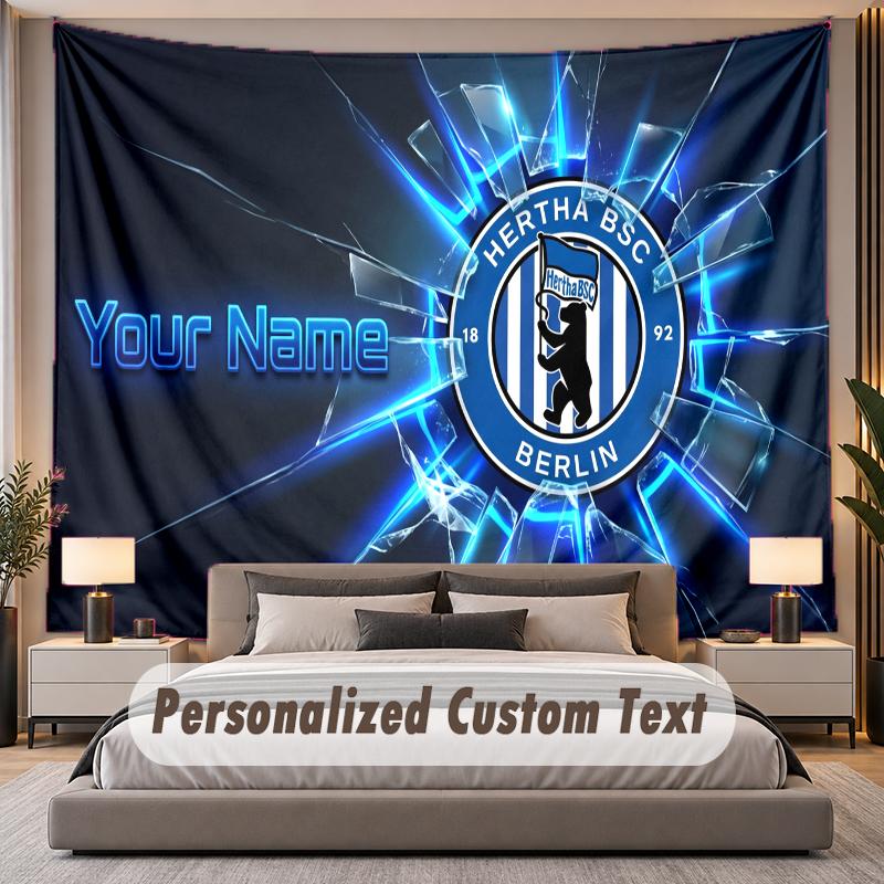 Custom Name Text Tapestry hertha bsc Personalized Polyester Wall Tapestry For Bedroom And Room