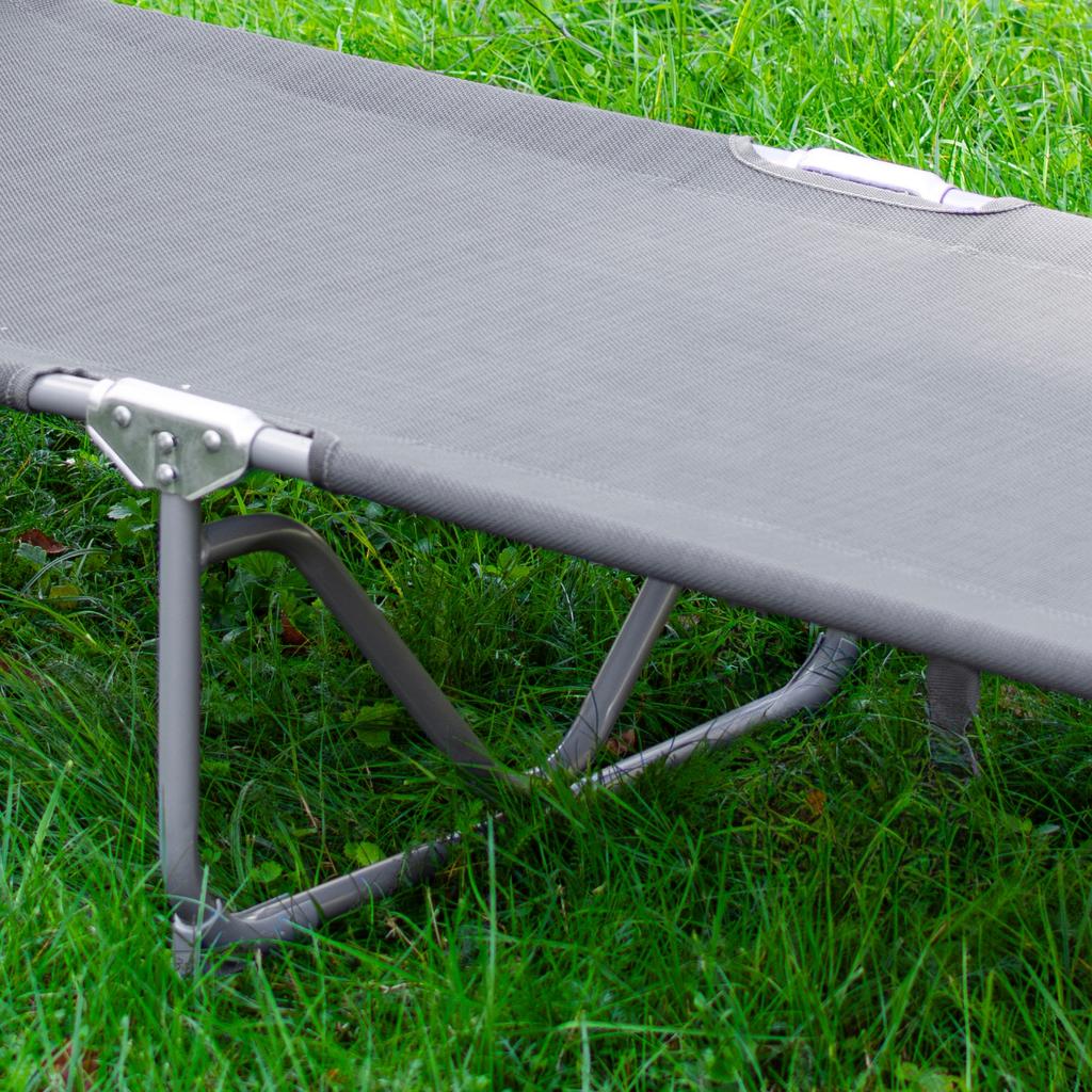 Foldable Garden Lounge With Roof Grey Steel Beach Chair Sun Chair