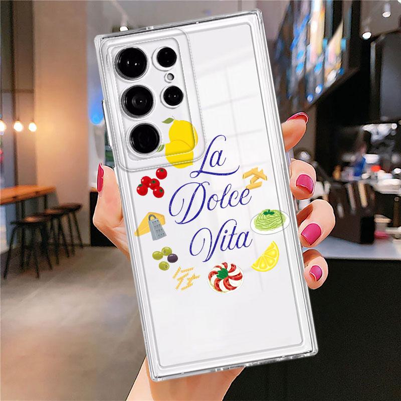 Case for Samsung Galaxy S26 S22 FE Note 20 Ultra 10 S20 Plus S21 S23 Ultra S25 Edge S24 Phone Cover Fruit Letters