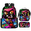 Cartoon Geometry Dash Kinder Schulrucksack mit Umhängetasche Federmäppchen Schultaschen für Jungen Mädchen Bestes Geschenk