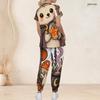 Women Plus Size V Neck Short Sleeve Scrub Set Retro Coffee Cup Floral Art Print Nurse Uniform Set