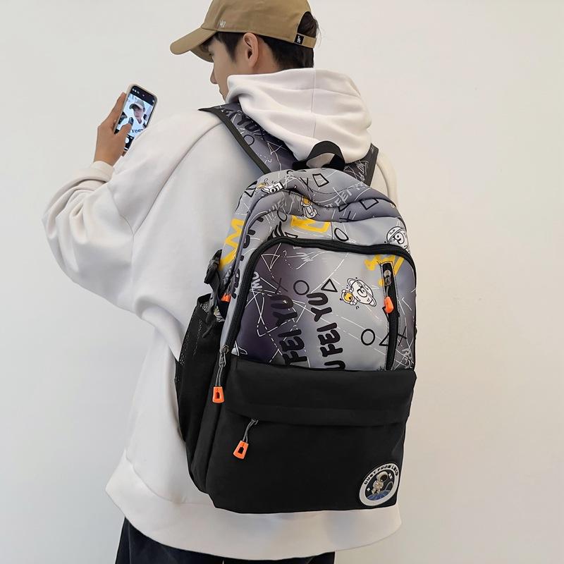New Student Backpack Korean Edition Fashion Trend Alphabet School Bag Casual Large Capacity Travel Backpack